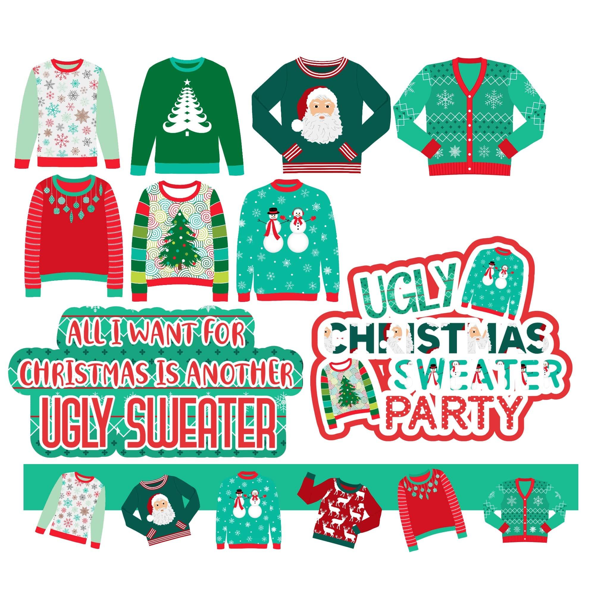 Ugly Christmas Sweater Collection 12 x 12 Scrapbook Paper & Embellishment Kit by SSC Designs - Scrapbook Supply Companies