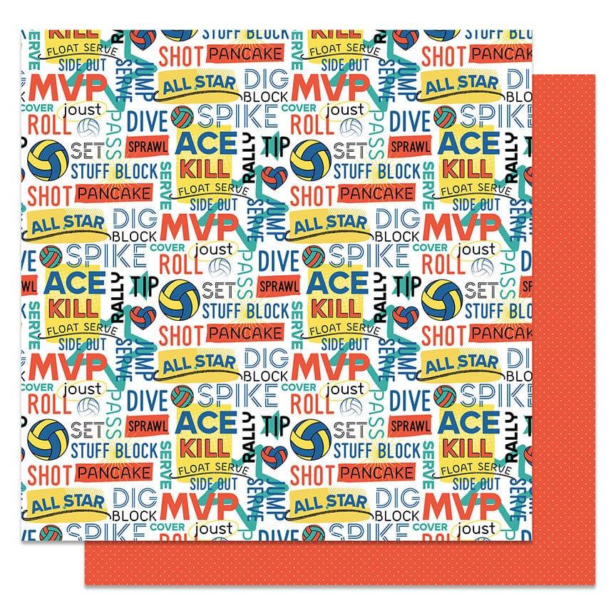 MVP Volleyball Collection Block 12 x 12 Double-Sided Scrapbook Paper by Photo Play Paper - Scrapbook Supply Companies