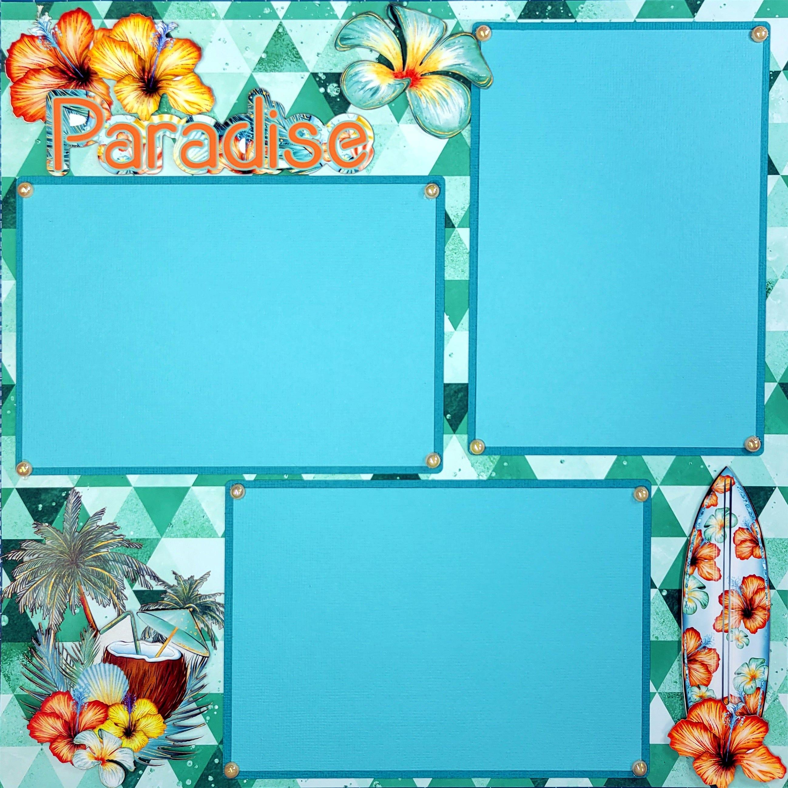 Vacation Paradise Premade, Hand-Embellished 2 - 12 x 12 Scrapbook Premade by SSC Designs - Scrapbook Supply Companies