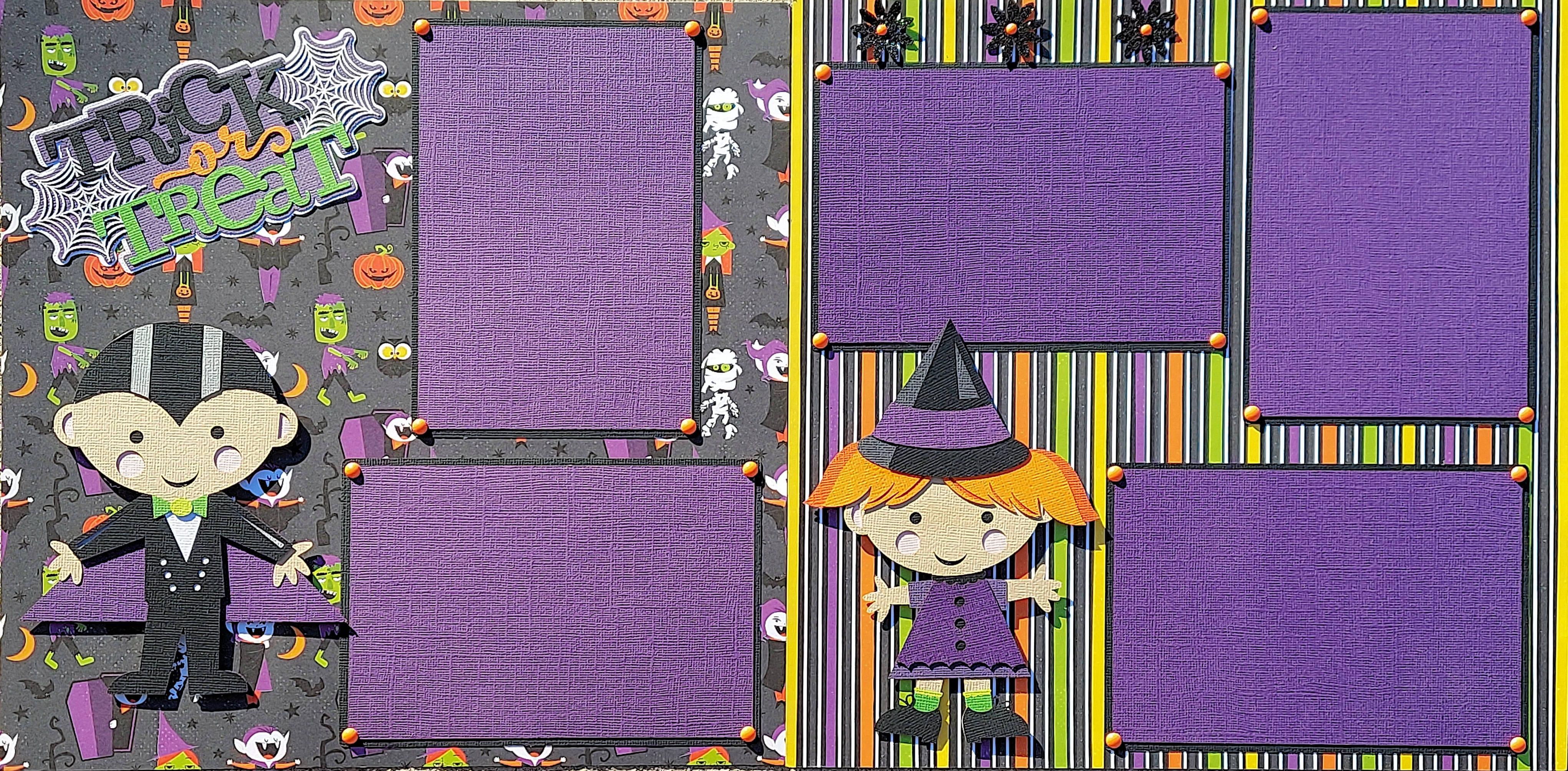 Monster Mash Collection Vampire & Witch Pre-Made Embellished Two-Page 12 x 12 Scrapbook Premade by SSC Laser Designs