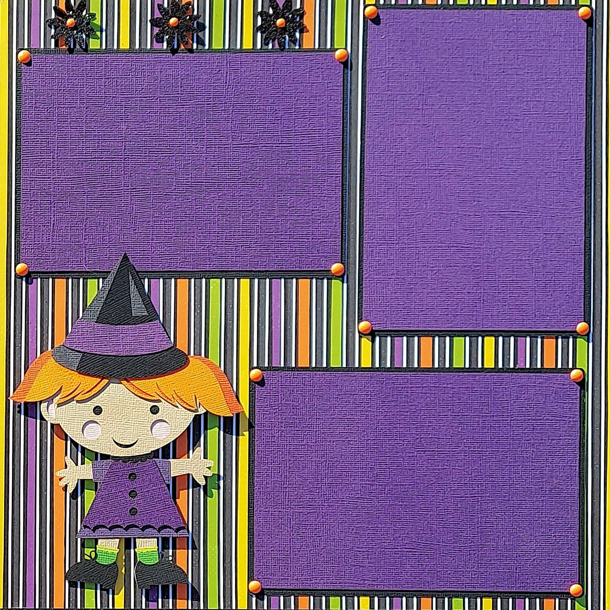 Monster Mash Collection Vampire & Witch Pre-Made Embellished Two-Page 12 x 12 Scrapbook Premade by SSC Laser Designs - Scrapbook Supply Companies