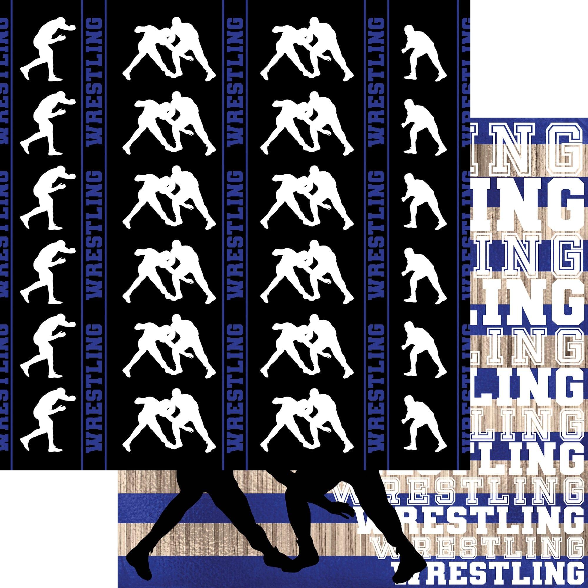 Male Wrestling Collection Wrestling Wood 12 x 12 Double-Sided Scrapbook Paper by SSC Designs