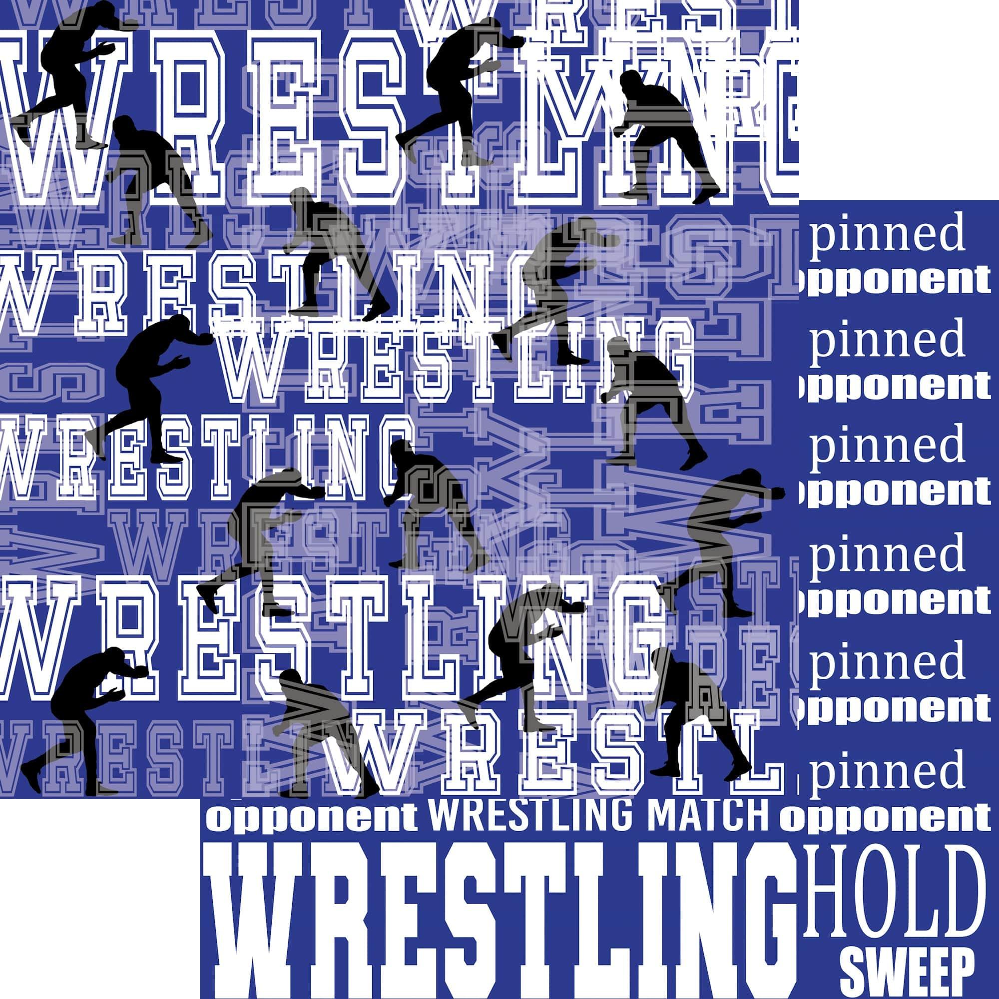 Male Wrestling Collection Wrestling Collage 12 x 12 Double-Sided Scrapbook Paper by SSC Designs - Scrapbook Supply Companies