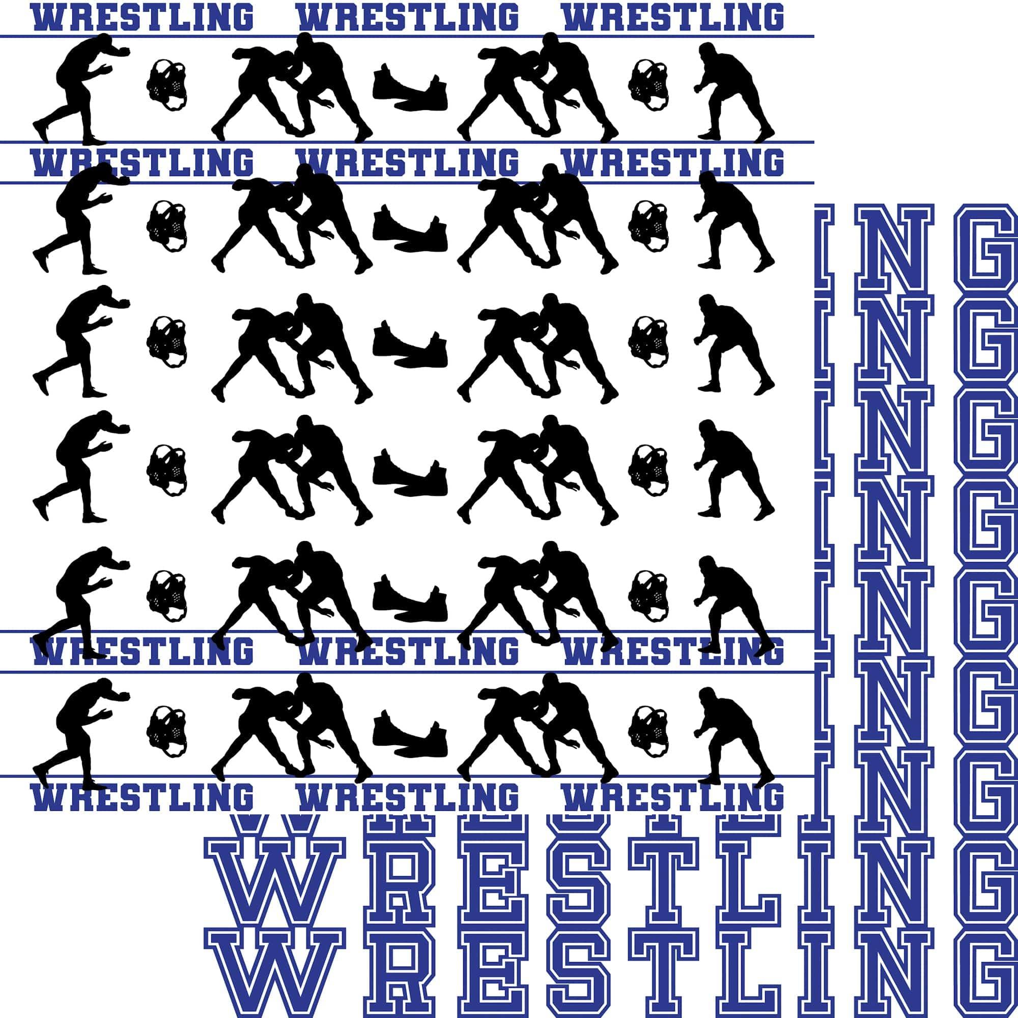 Male Wrestling Collection Takedown 12 x 12 Double-Sided Scrapbook Paper by SSC Designs