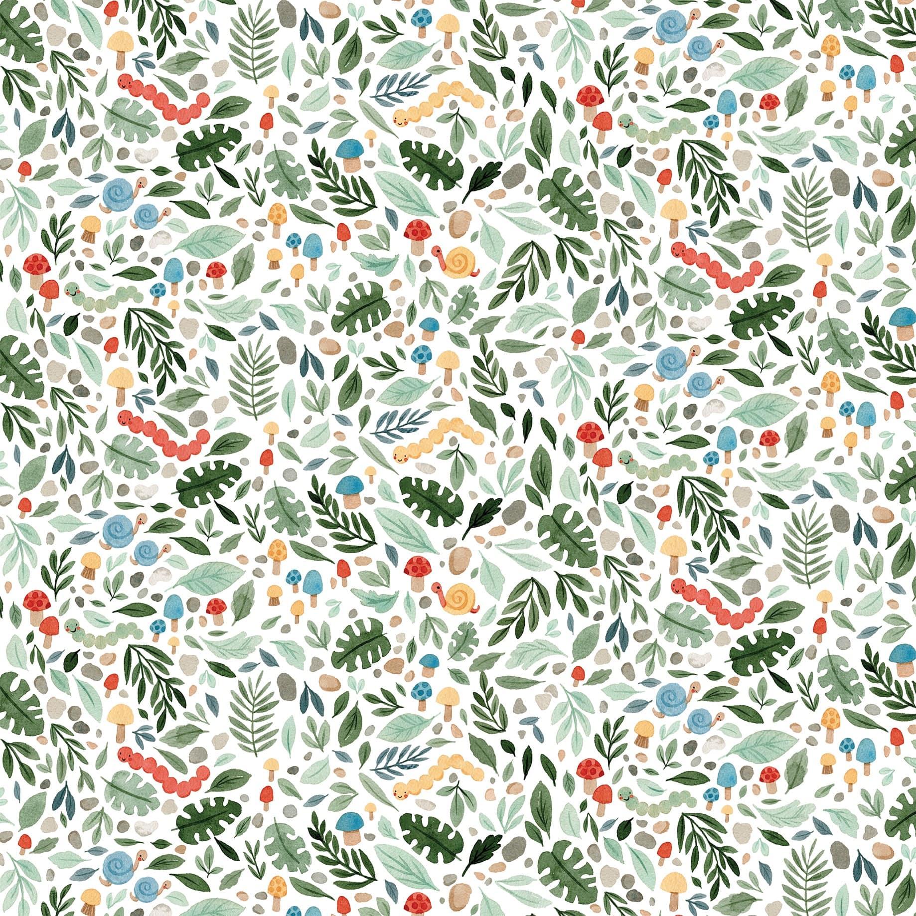 Welcome Baby Boy Collection Little One Leaves 12 x 12 Double-Sided Scrapbook Paper by Echo Park Paper - Scrapbook Supply Companies