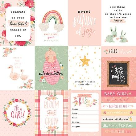 Welcome Baby Girl Collection 3 x 4 Journaling Cards 12 x 12 Double-Sided Scrapbook Paper by Echo Park Paper - Scrapbook Supply Companies
