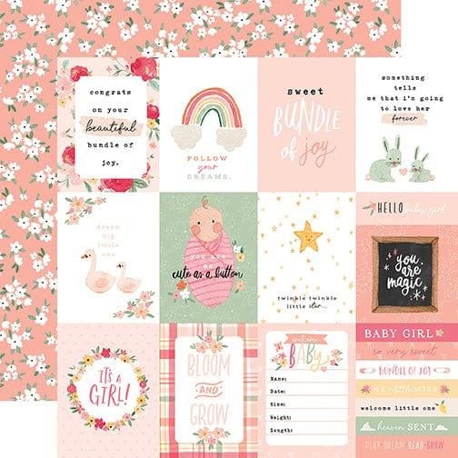 Welcome Baby Girl Collection 3x4 Journaling Cards 12 x 12 Double-Sided Scrapbook Paper by Echo Park Paper