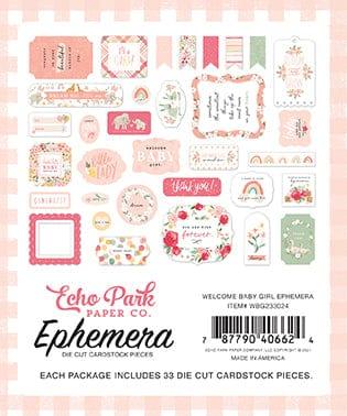 Welcome Baby Girl Collection 5 x 5 Ephemera Die Cut Scrapbook Embellishments by Echo Park Paper - Scrapbook Supply Companies