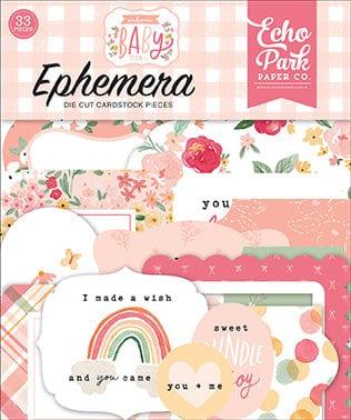 Welcome Baby Girl Collection 5 x 5 Ephemera Die Cut Scrapbook Embellishments by Echo Park Paper - Scrapbook Supply Companies