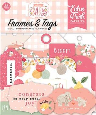 Welcome Baby Girl Collection 5 x 5 Frames & Tags Die Cut Scrapbook Embellishments by Echo Park Paper - Scrapbook Supply Companies