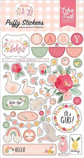 Welcome Baby Girl Collection 4 x 7 Puffy Stickers Scrapbook Embellishments by Echo Park Paper - Scrapbook Supply Companies