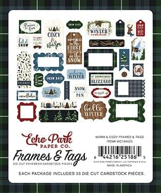 Warm & Cozy Collection 5 x 5 Scrapbook Tags & Frames Die Cuts by Echo Park Paper - Scrapbook Supply Companies