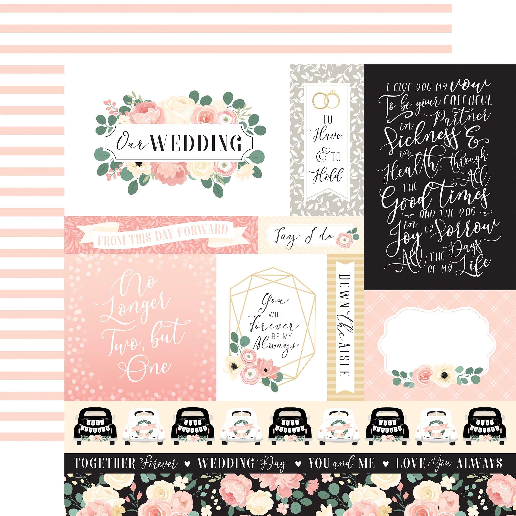 Wedding Collection Journaling Cards 12 x 12 Double-Sided Scrapbook Paper by Echo Park Paper - Scrapbook Supply Companies