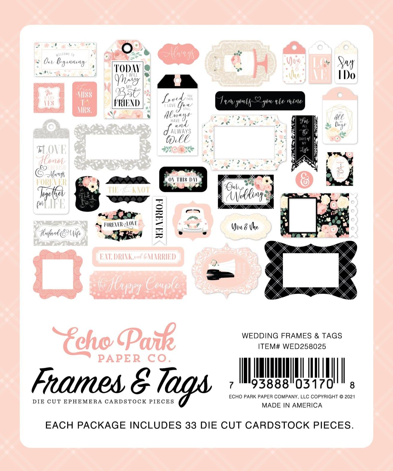 Wedding Collection 5 x 5 Scrapbook Tags & Frames Die Cuts by Echo Park Paper - Scrapbook Supply Companies