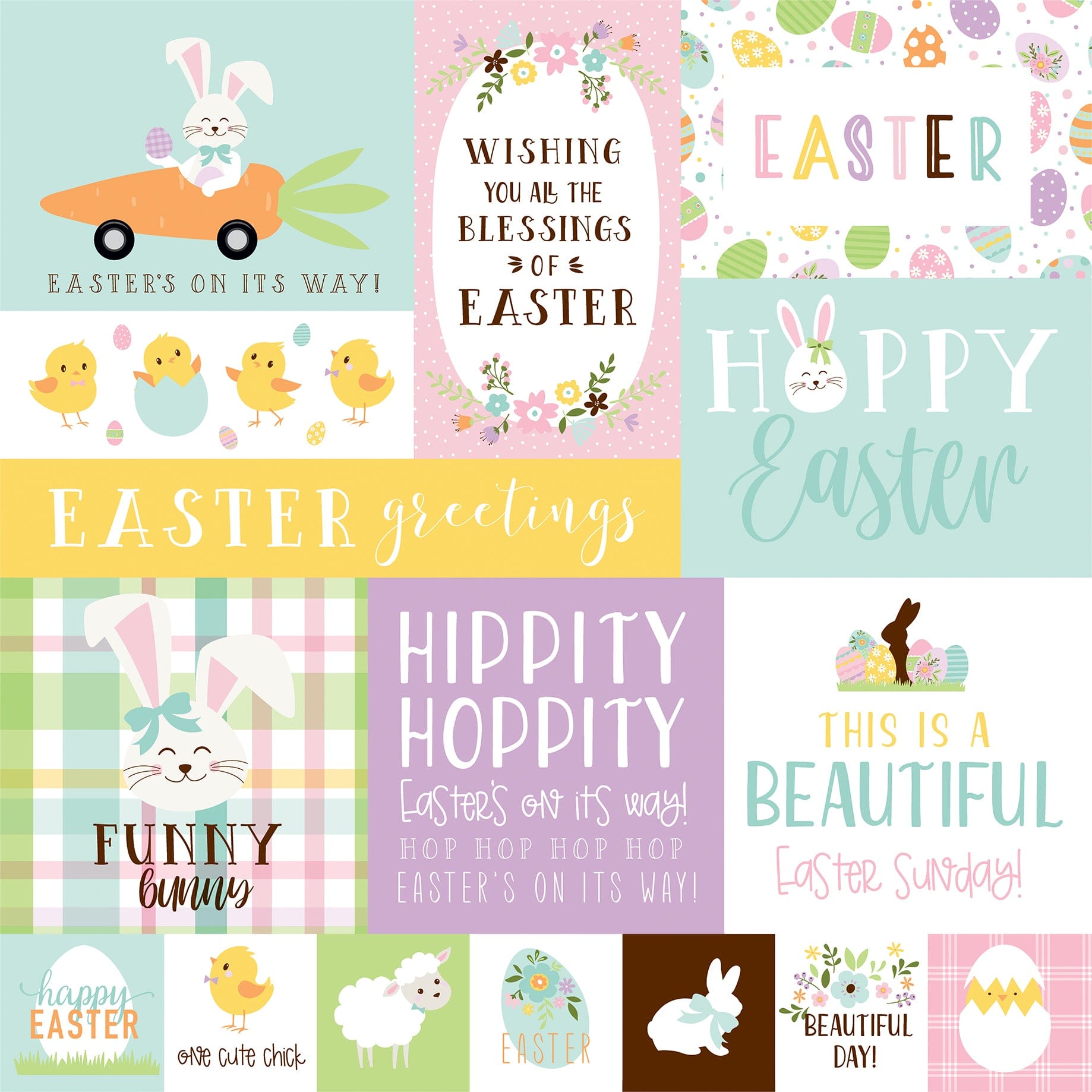 Welcome Easter Collection Multi Journaling Cards 12 x 12 Double-Sided Scrapbook Paper by Echo Park Paper