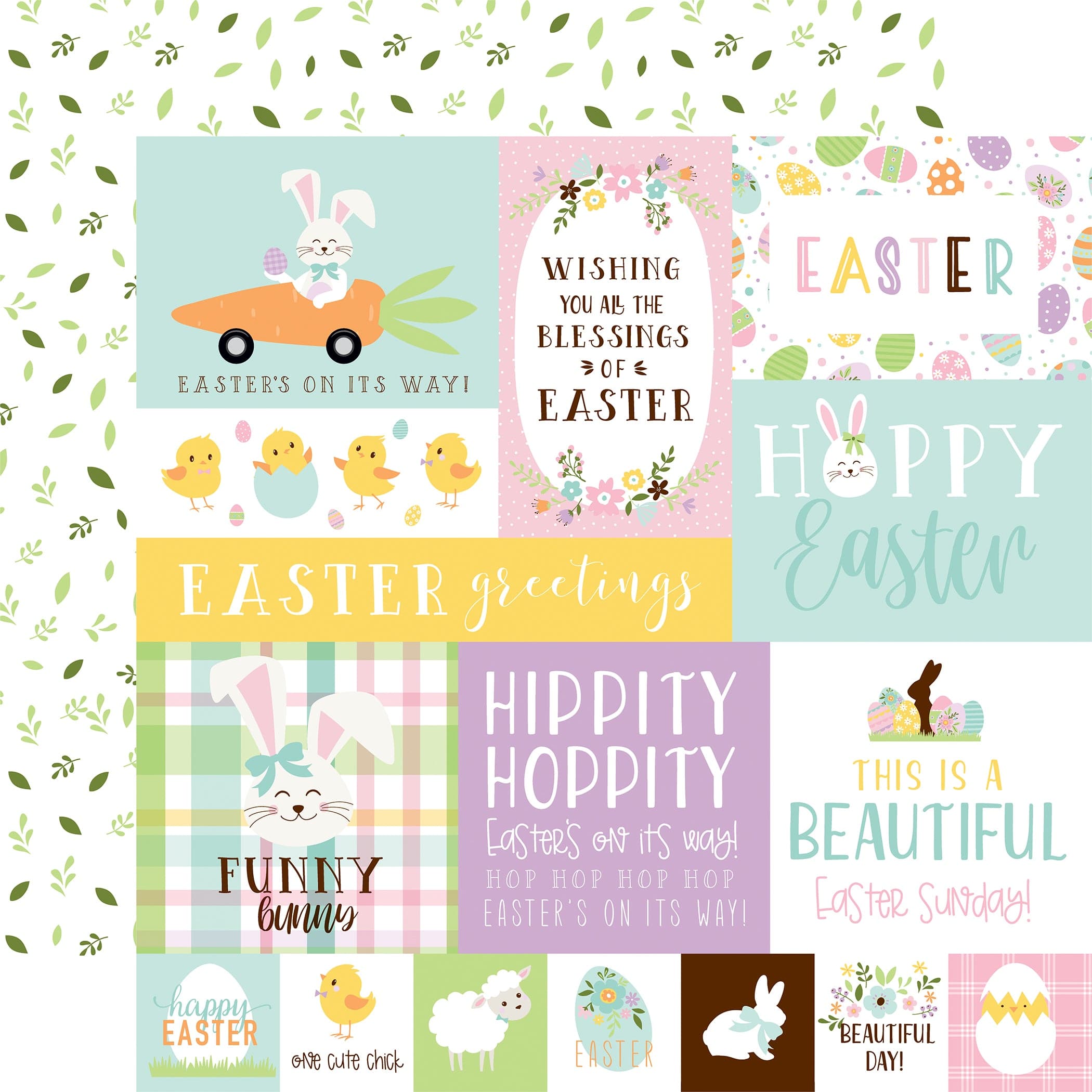 Welcome Easter Collection Multi Journaling Cards 12 x 12 Double-Sided Scrapbook Paper by Echo Park Paper