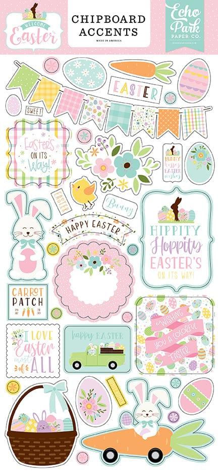 Welcome Easter Collection 6 x 12 Chipboard Accents Scrapbook Embellishments by Echo Park Paper - Scrapbook Supply Companies