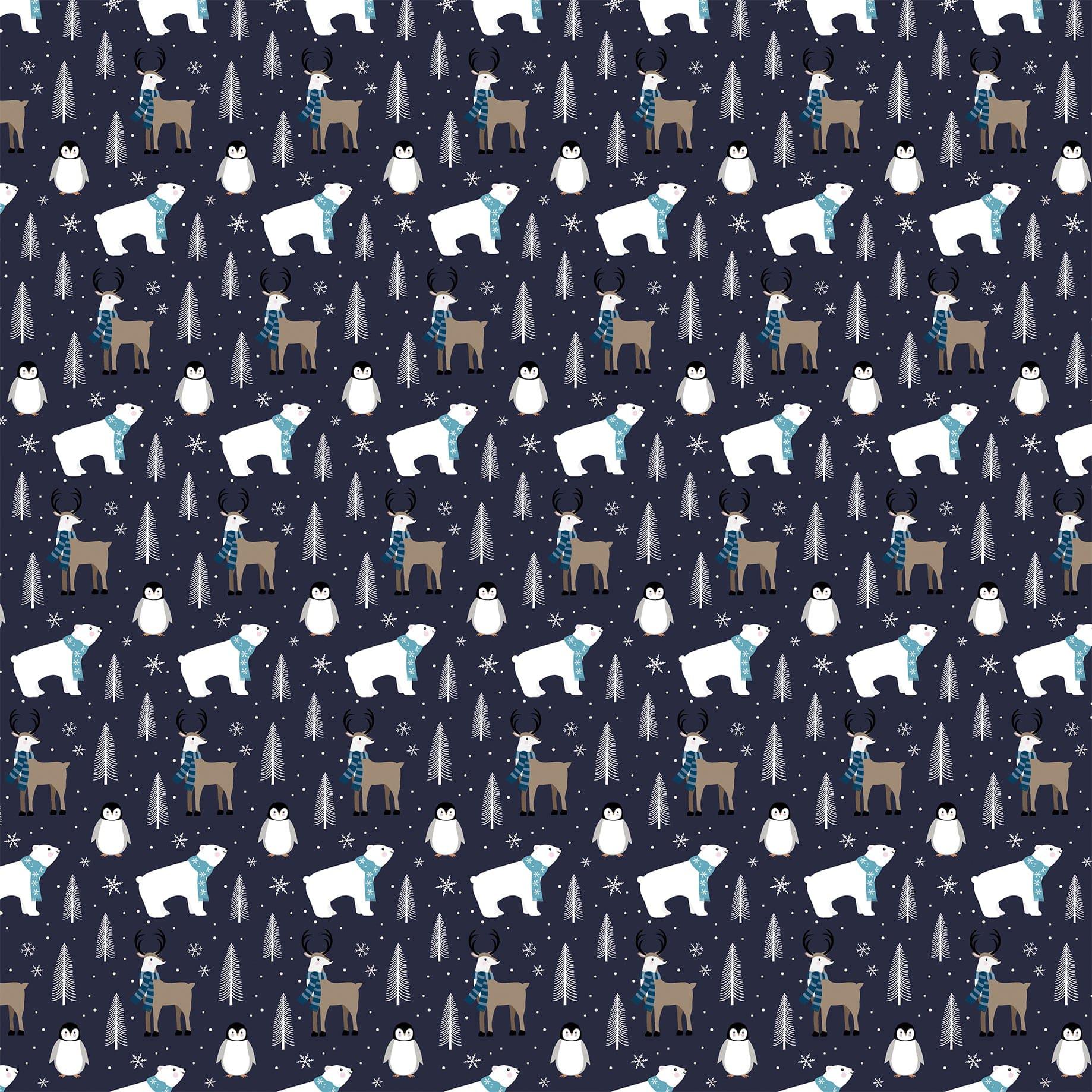 Winter Magic Collection Blizzard Animals 12 x 12 Double-Sided Scrapbook Paper by Echo Park Paper - Scrapbook Supply Companies