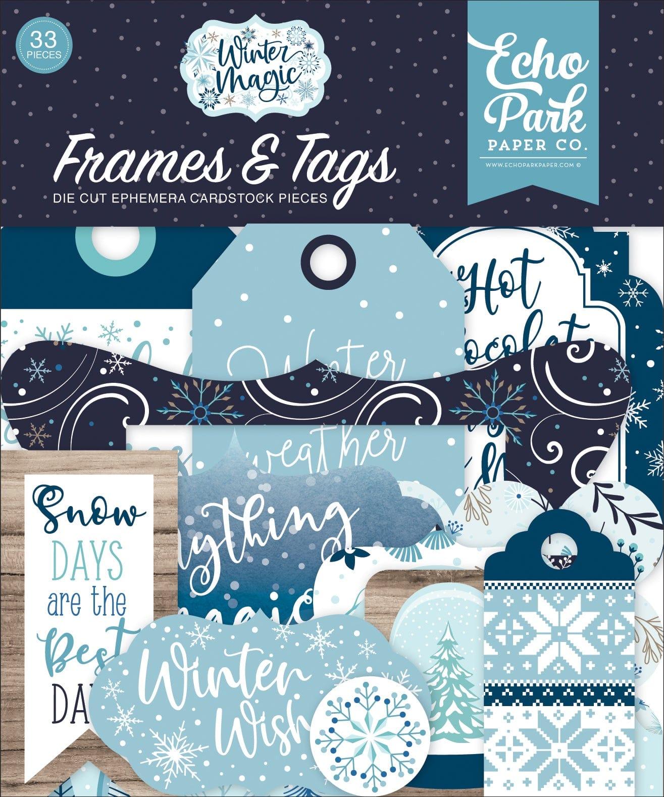 Winter Magic Collection 5 x 5 Frames & Tags Die Cut Scrapbook Embellishments by Echo Park Paper - Scrapbook Supply Companies