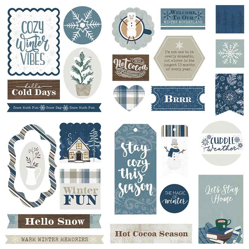 Winter Chalet Collection 5 x 5 Die Cut Scrapbook Embellishments by Photo Play Paper - Scrapbook Supply Companies