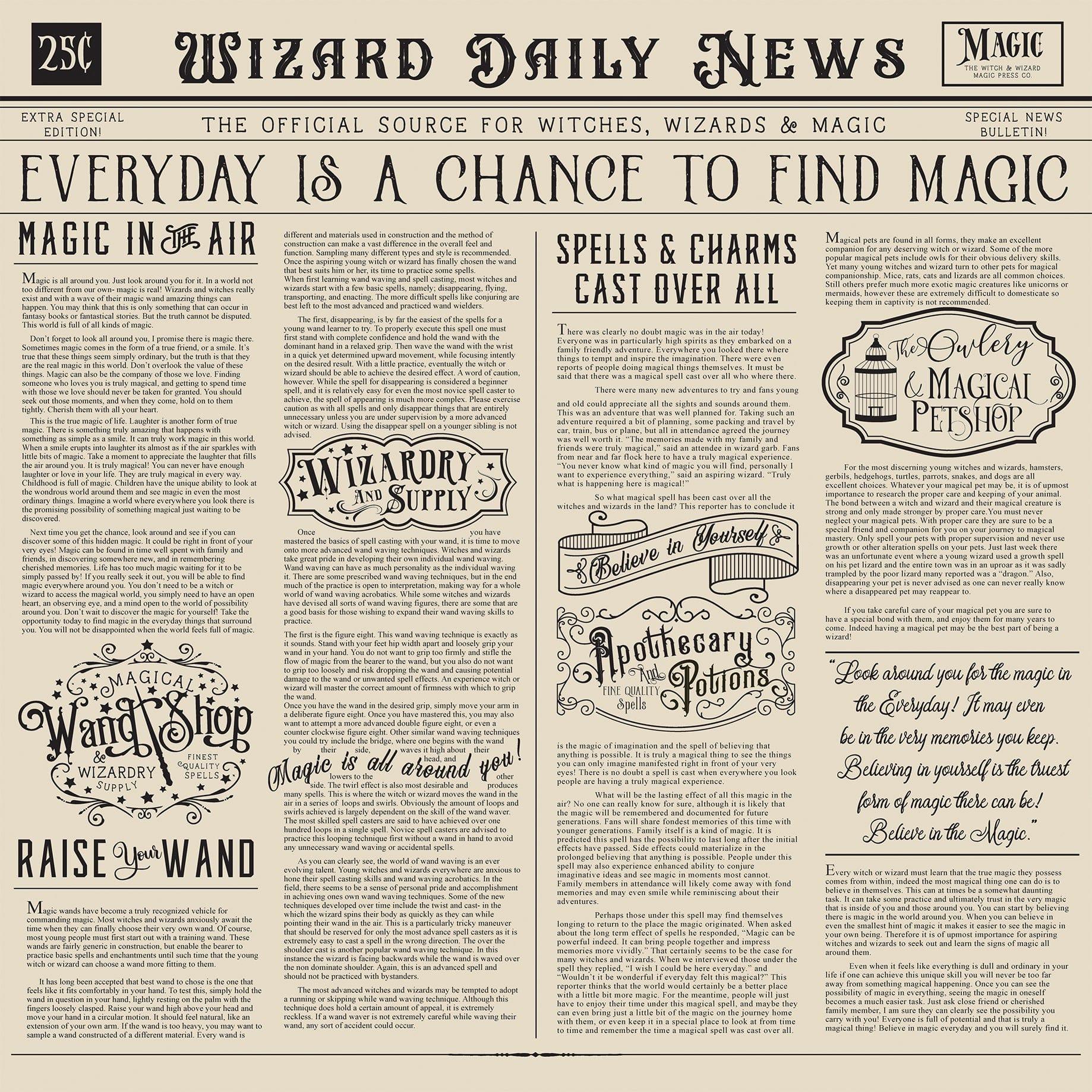 Witches & Wizards No. 2 Collection Wizards Daily News 12 x 12 Double-Sided Scrapbook Paper by Echo Park Paper - Scrapbook Supply Companies