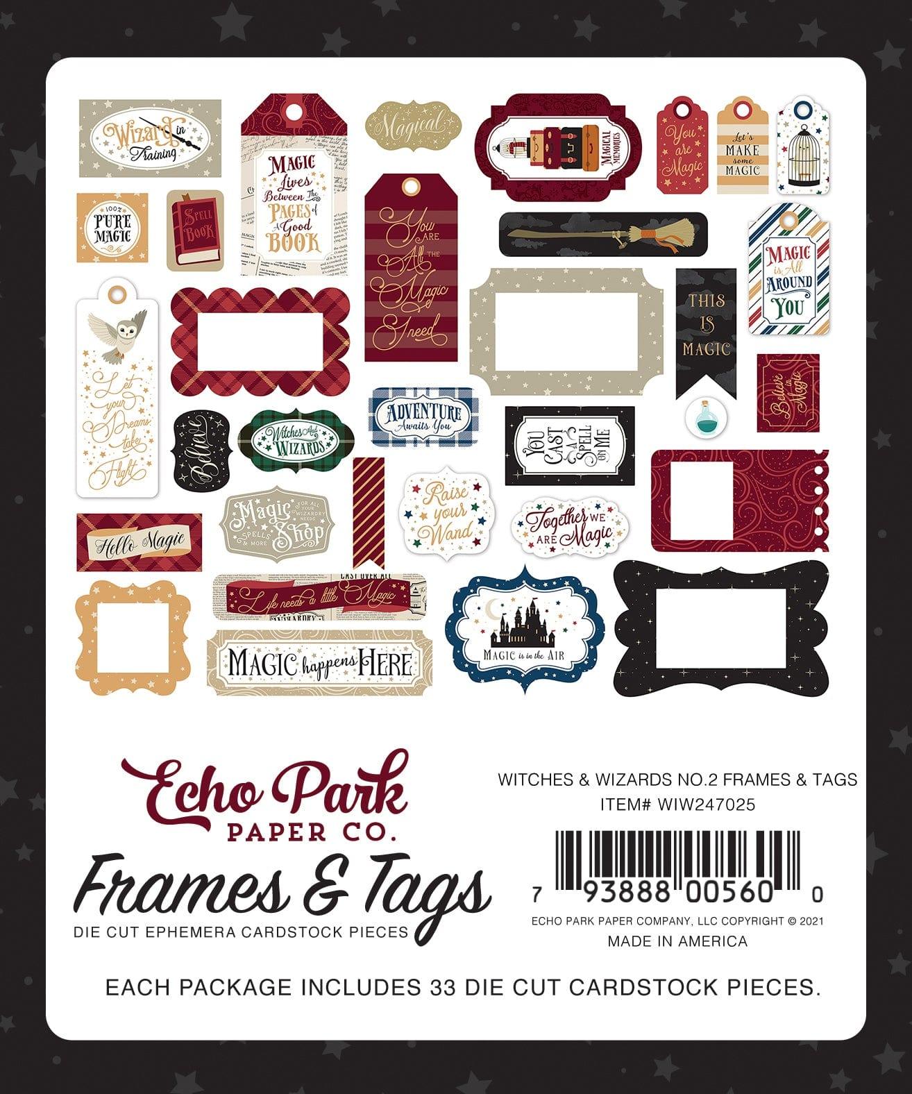 Witches & Wizards No. 2 Collection 5 x 5 Scrapbook Tags & Frames Die Cuts by Echo Park Paper - Scrapbook Supply Companies