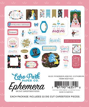 Alice In Wonderland 2 Collection 5 x 5 Ephemera Die Cut Scrapbook Embellishments by Echo Park Paper - Scrapbook Supply Companies