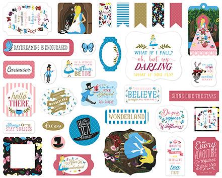 Alice In Wonderland 2 Collection 5 x 5 Ephemera Die Cut Scrapbook Embellishments by Echo Park Paper - Scrapbook Supply Companies