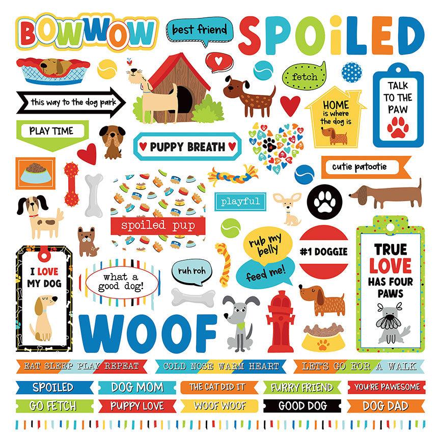 Bow Wow Collection 12 x 12 Cardstock Scrapbook Sticker Sheet by Scrapbook Customs - Scrapbook Supply Companies