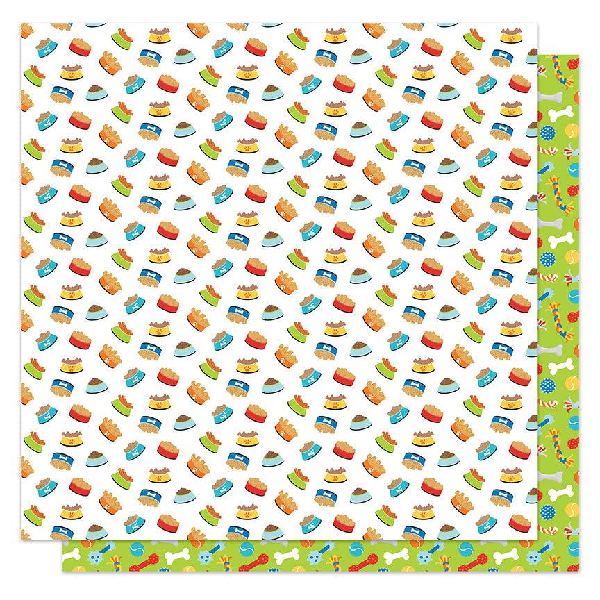 Bow Wow Collection Chow Time 12 x 12 Double-Sided Scrapbook Paper by Photo Play Paper