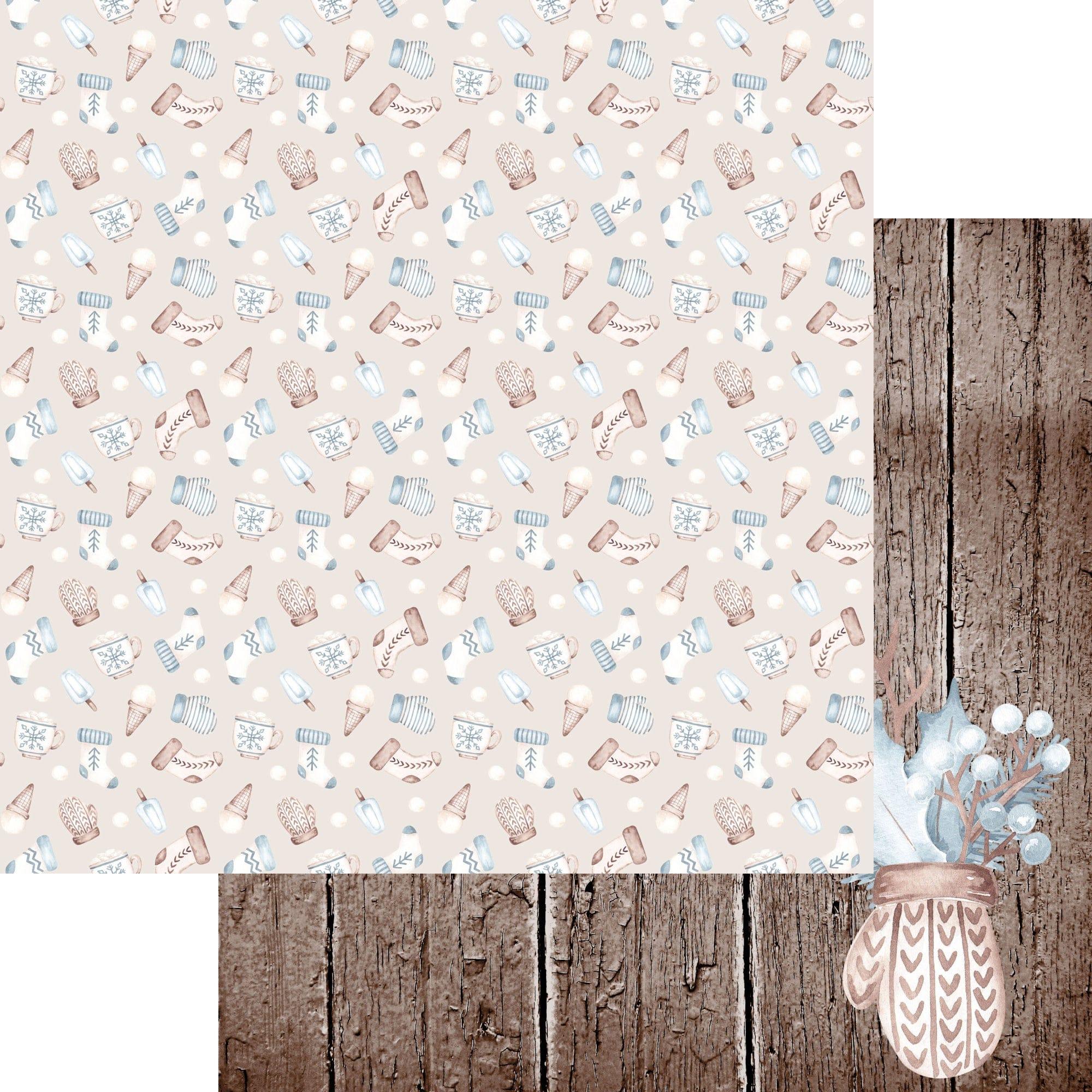 Winter Penguins Collection Fuzzy Mittens 12 x 12 Double-Sided Scrapbook Paper by SSC Designs