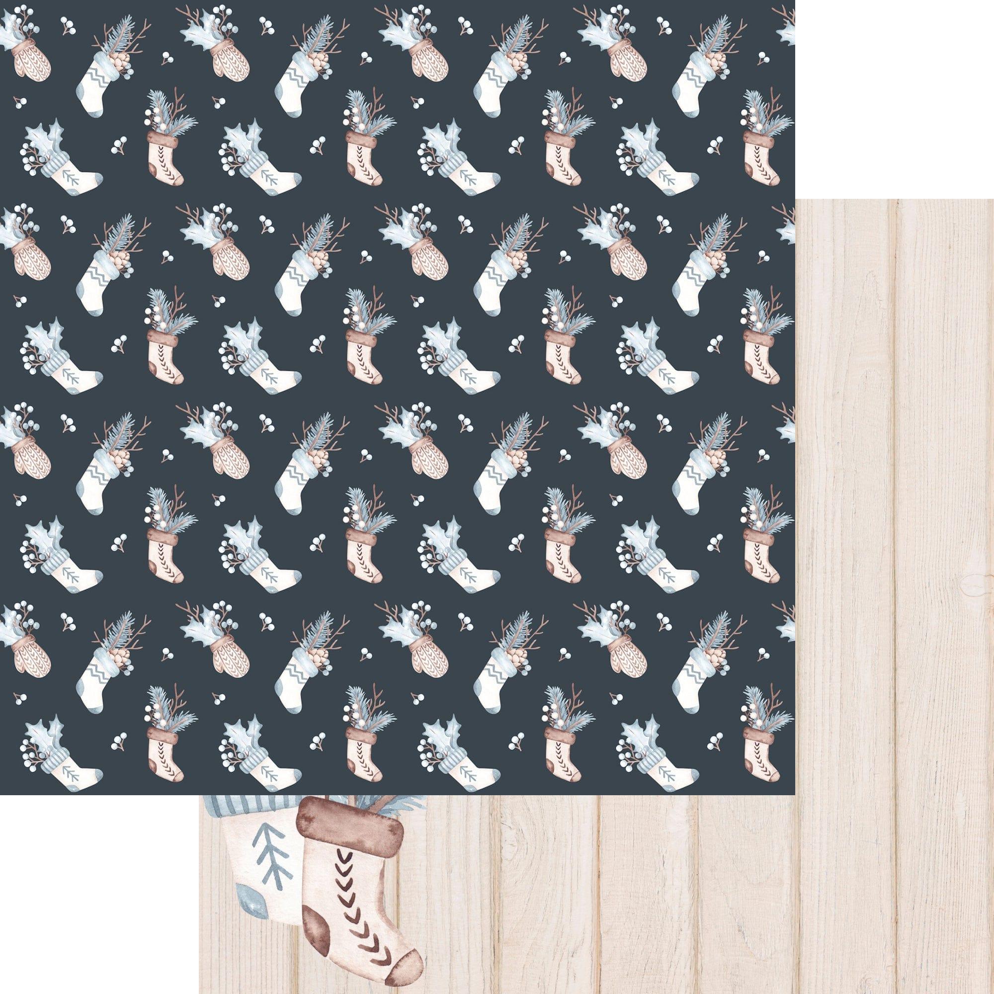 Winter Penguins Collection Stockings 12 x 12 Double-Sided Scrapbook Paper by SSC Designs