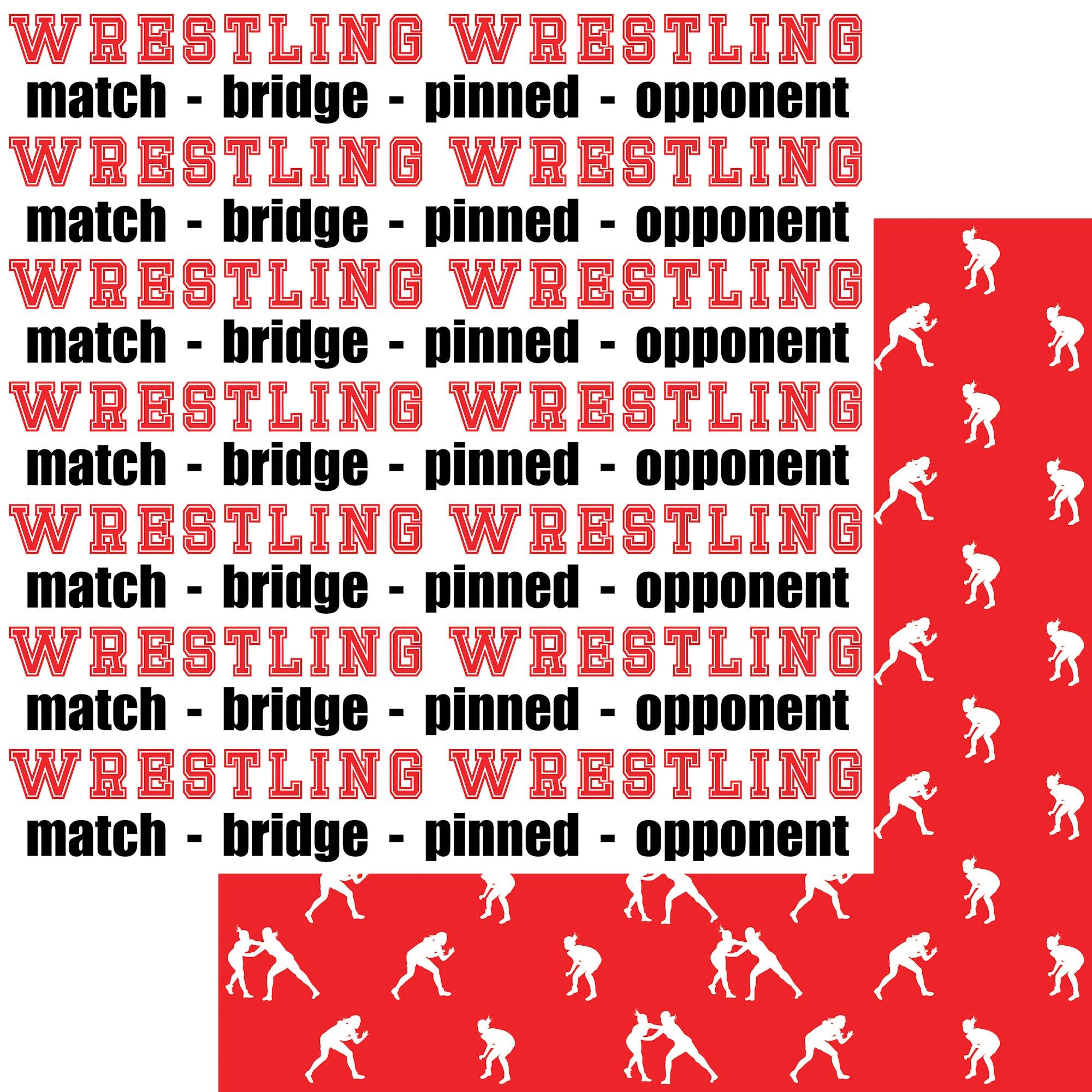 Female Wrestling Collection Wrestling Words 12 x 12 Double-Sided Scrapbook Paper by SSC Designs