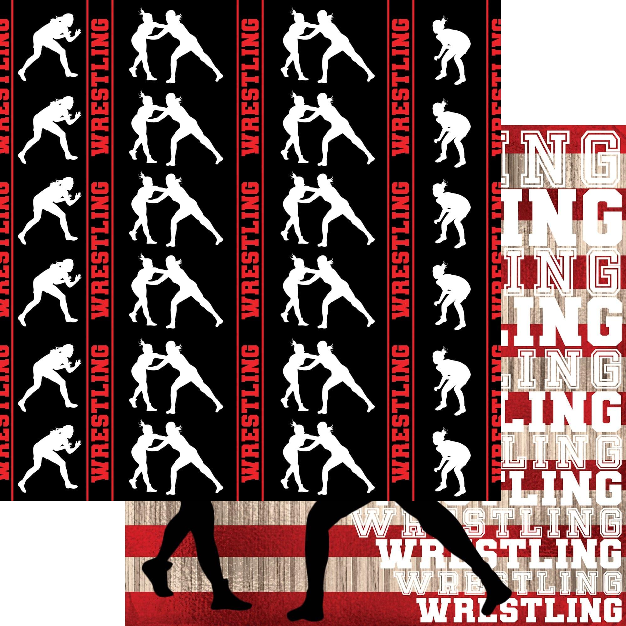 Female Wrestling Collection Wrestling Wood 12 x 12 Double-Sided Scrapbook Paper by SSC Designs