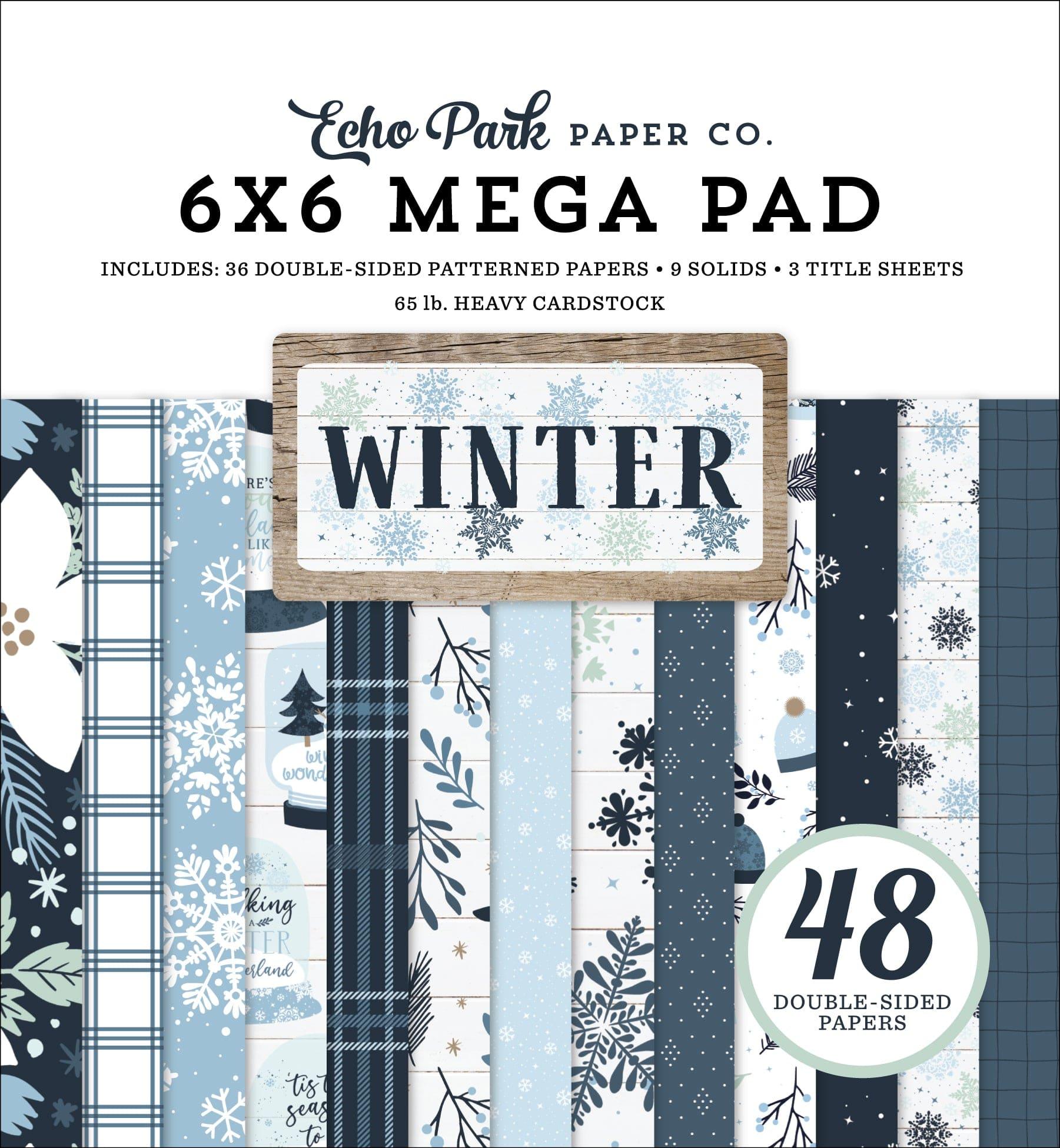 Winter Collection 6 x 6 Mega Paper Pad by Echo Park Paper - 48 Double-Sided Papers - Scrapbook Supply Companies