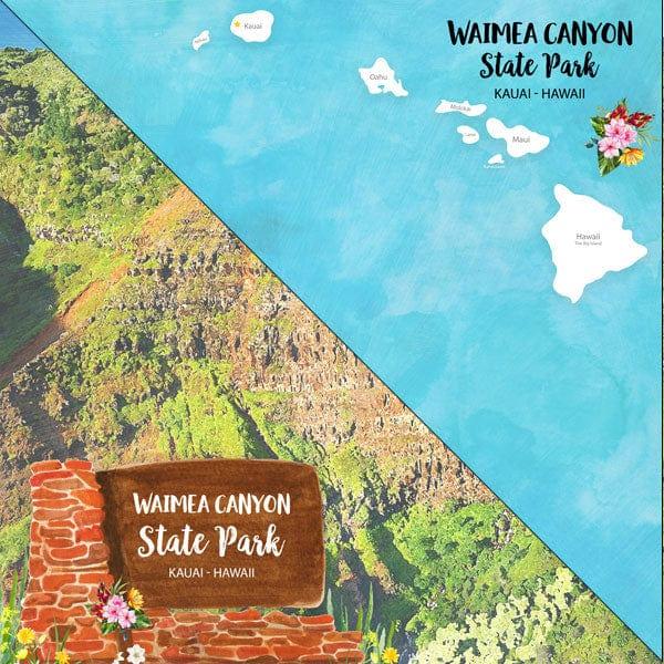 National Park Collection Hawaii State Park Waimea Canyon 12 x 12 Double-Sided Scrapbook Paper by Scrapbook Customs - Scrapbook Supply Companies