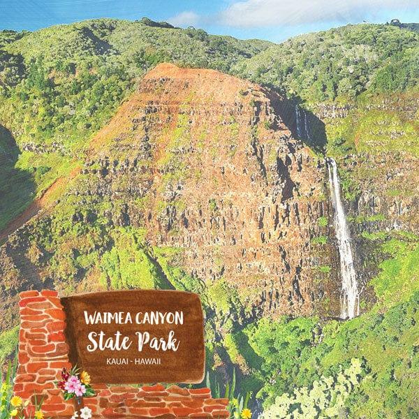 National Park Collection Hawaii State Park Waimea Canyon 12 x 12 Double-Sided Scrapbook Paper by Scrapbook Customs - Scrapbook Supply Companies