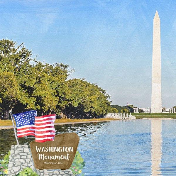 National Park Collection Washington D.C. Washington Monument 12 x 12 Double-Sided Scrapbook Paper by Scrapbook Customs - Scrapbook Supply Companies