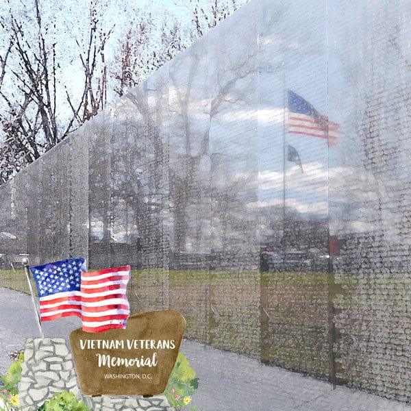 National Park Collection Washington D.C. Vietnam Veterans Memorial 12 x 12 Double-Sided Scrapbook Paper by Scrapbook Customs - Scrapbook Supply Companies