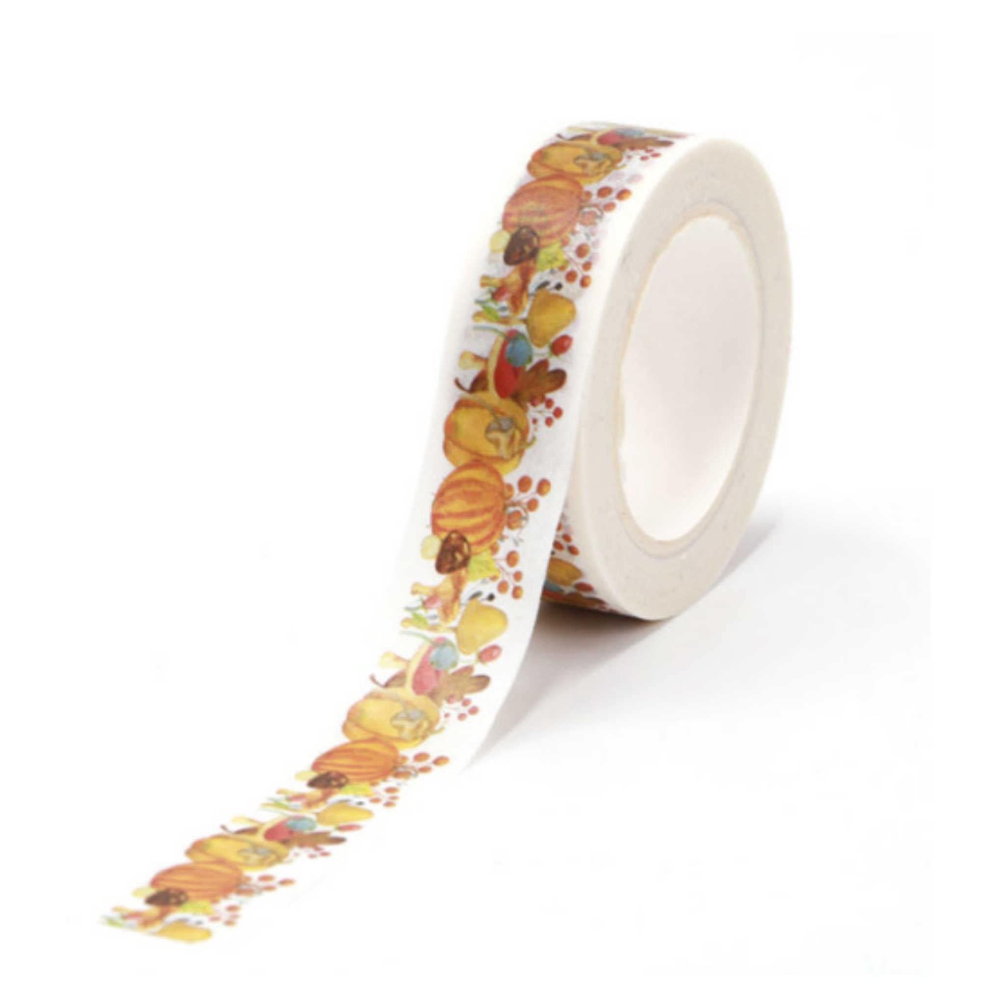TW Collection Watercolor Pumpkin Collage Washi Tape by SSC Designs - 15mm x 30 Feet - Scrapbook Supply Companies