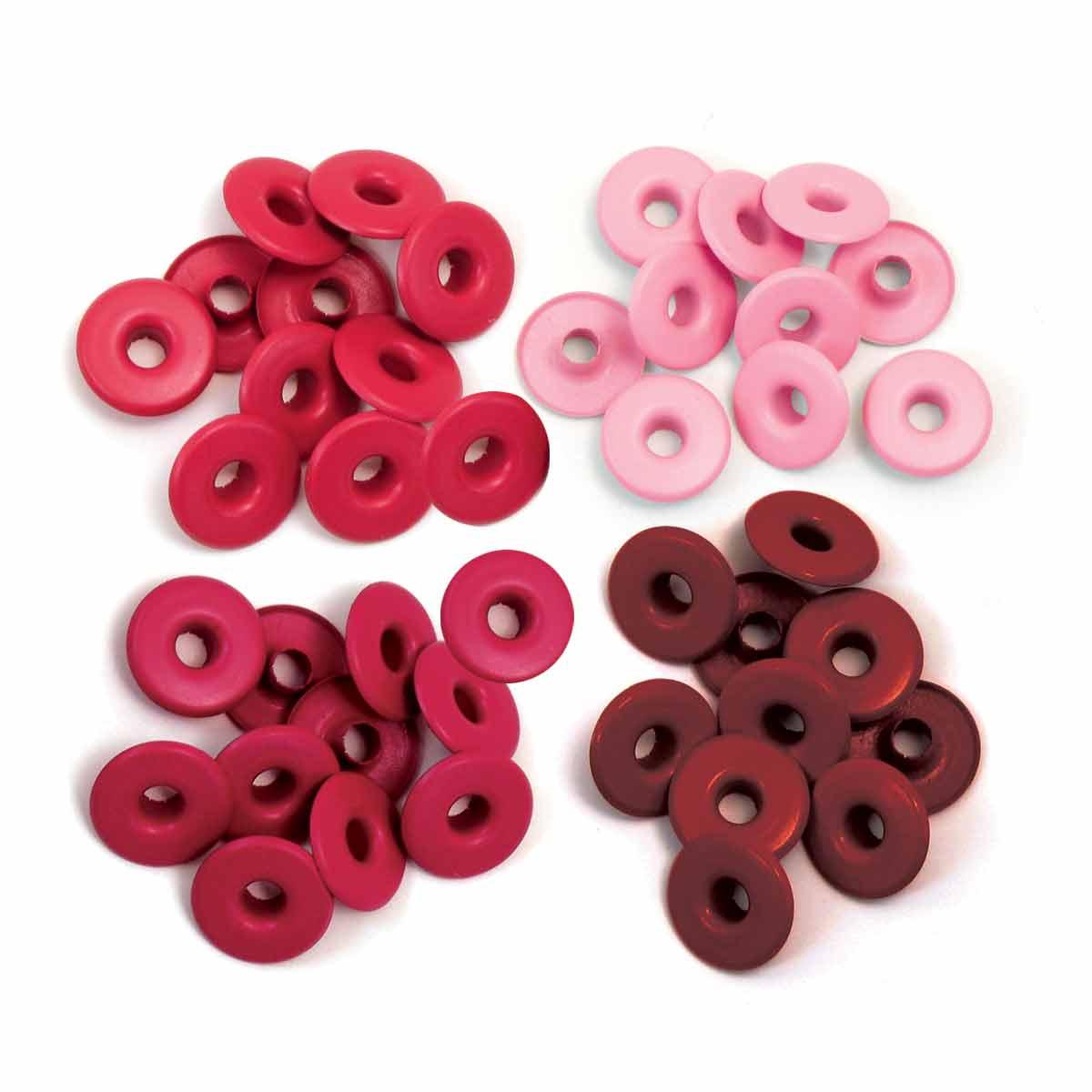Wide Eyelets Collection Hues of Red .1875" Scrapbook Eyelets by We R Memory Keepers - 40 Pieces (10 of each color) - Scrapbook Supply Companies