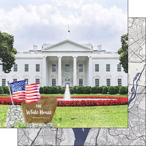 National Park Collection Washington D.C. The White House 12 x 12 Double-Sided Scrapbook Paper by Scrapbook Customs