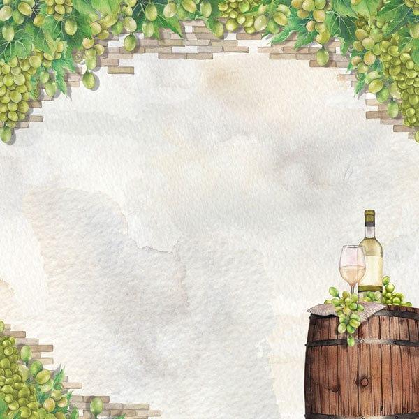 Grapes Collection White Wine 12 x 12 Double-Sided Scrapbook Paper by Scrapbook Customs - Scrapbook Supply Companies
