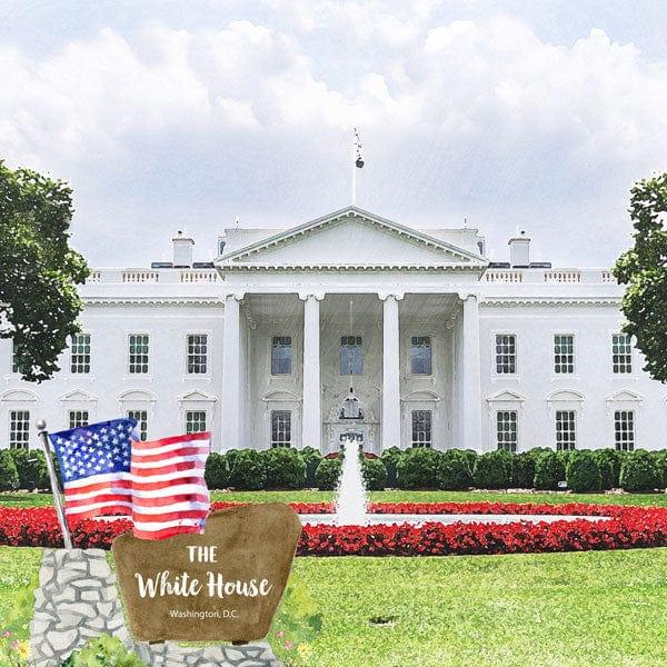 National Park Collection Washington D.C. The White House 12 x 12 Double-Sided Scrapbook Paper by Scrapbook Customs - Scrapbook Supply Companies