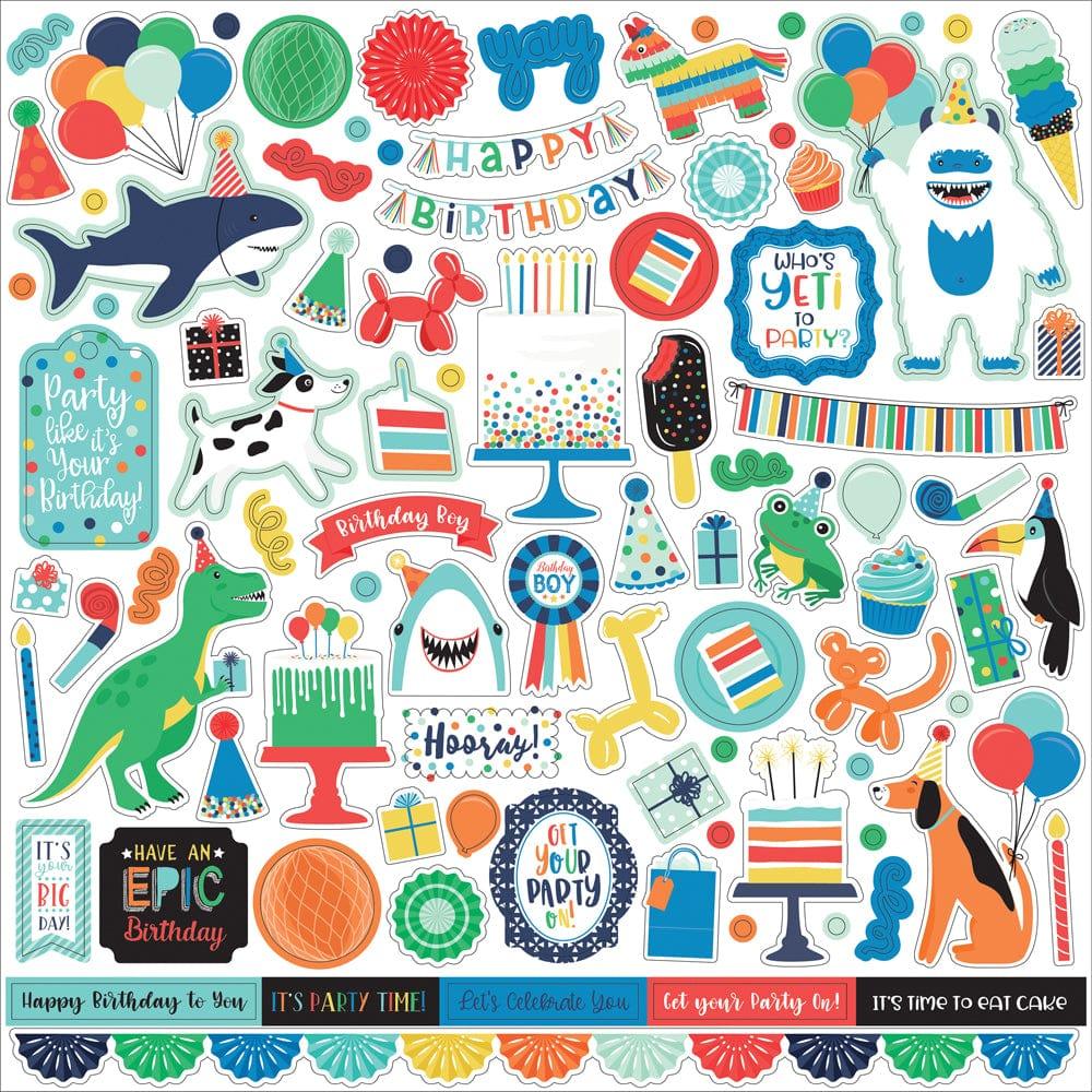 It's Your Birthday Boy Collection Elements 12 x 12 Scrapbook Sticker Sheet by Echo Park Paper - Scrapbook Supply Companies