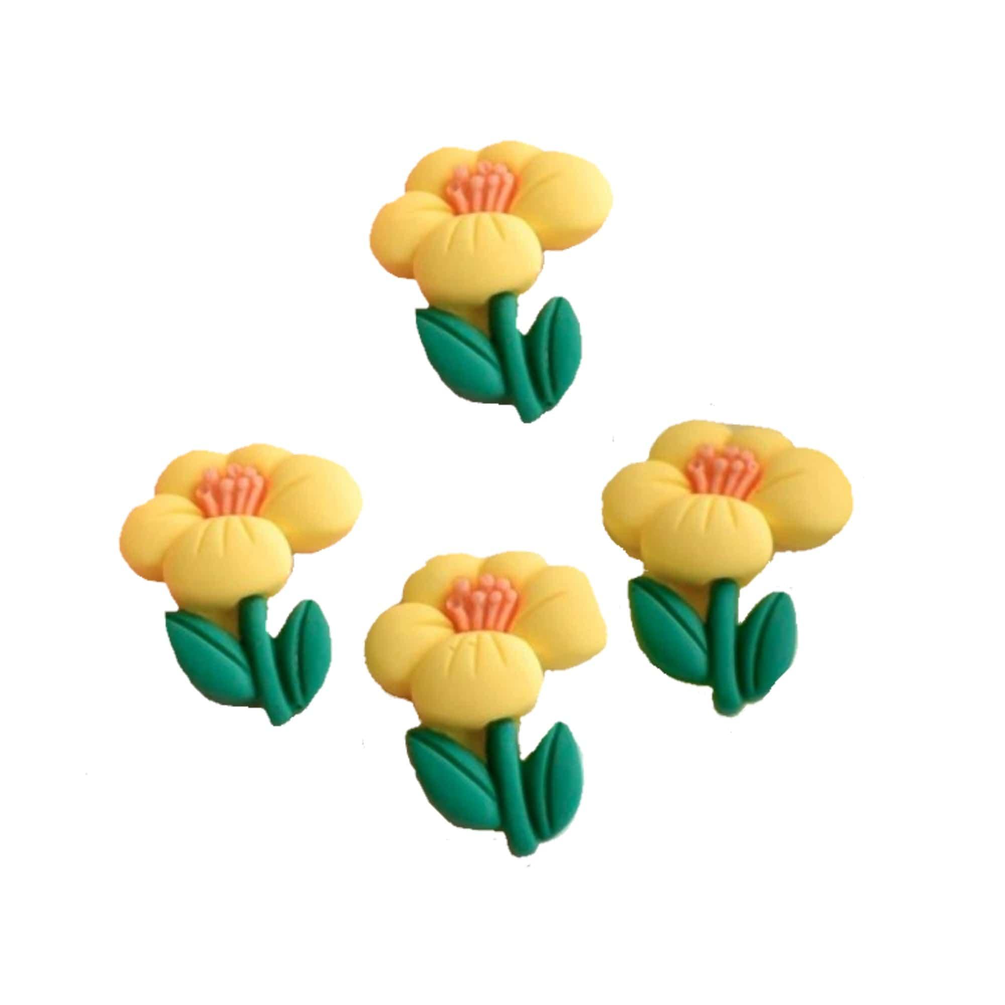 Flower Fun Collection 1" Yellow Daisy Flatback Scrapbook Buttons by SSC Designs - Pkg. of 4 - Scrapbook Supply Companies