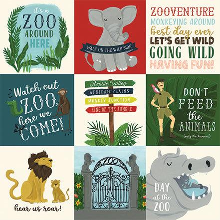 Animal Safari Collection 4 x 4 Journaling Cards 12 x 12 Double-Sided Scrapbook Paper by Echo Park Paper - Scrapbook Supply Companies