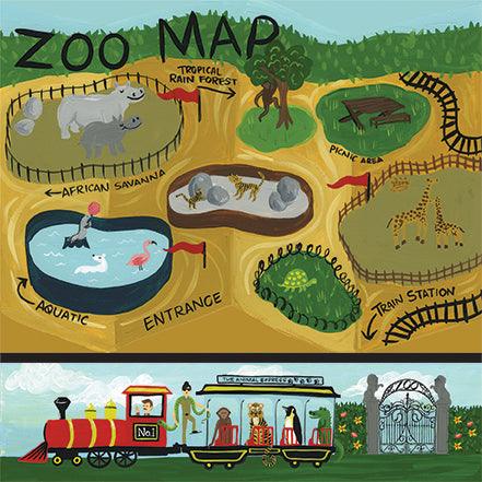 Animal Safari Collection Zoo Map 12 x 12 Double-Sided Scrapbook Paper by Echo Park Paper - Scrapbook Supply Companies
