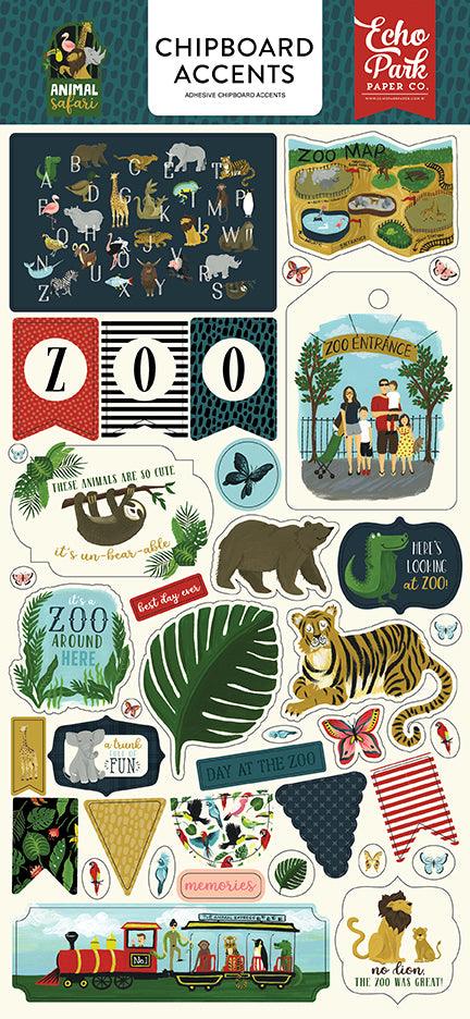 Animal Safari Collection 6 x 12 Chipboard Accents Scrapbook Embellishments by Echo Park Paper - Scrapbook Supply Companies
