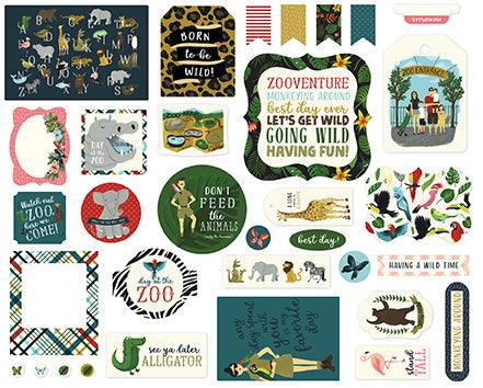 Animal Safari Collection 5 x 5 Ephemera Die Cut Scrapbook Embellishments by Echo Park Paper - Scrapbook Supply Companies
